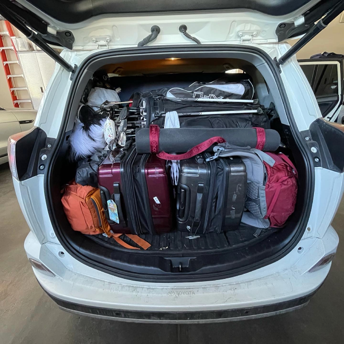 It took us almost an hour to figure out how to fit all of our stuff into the car the first time we packed it. We will be shedding possessions throughout the first few months of our journey, but we wanted to bring everything we might need to start.