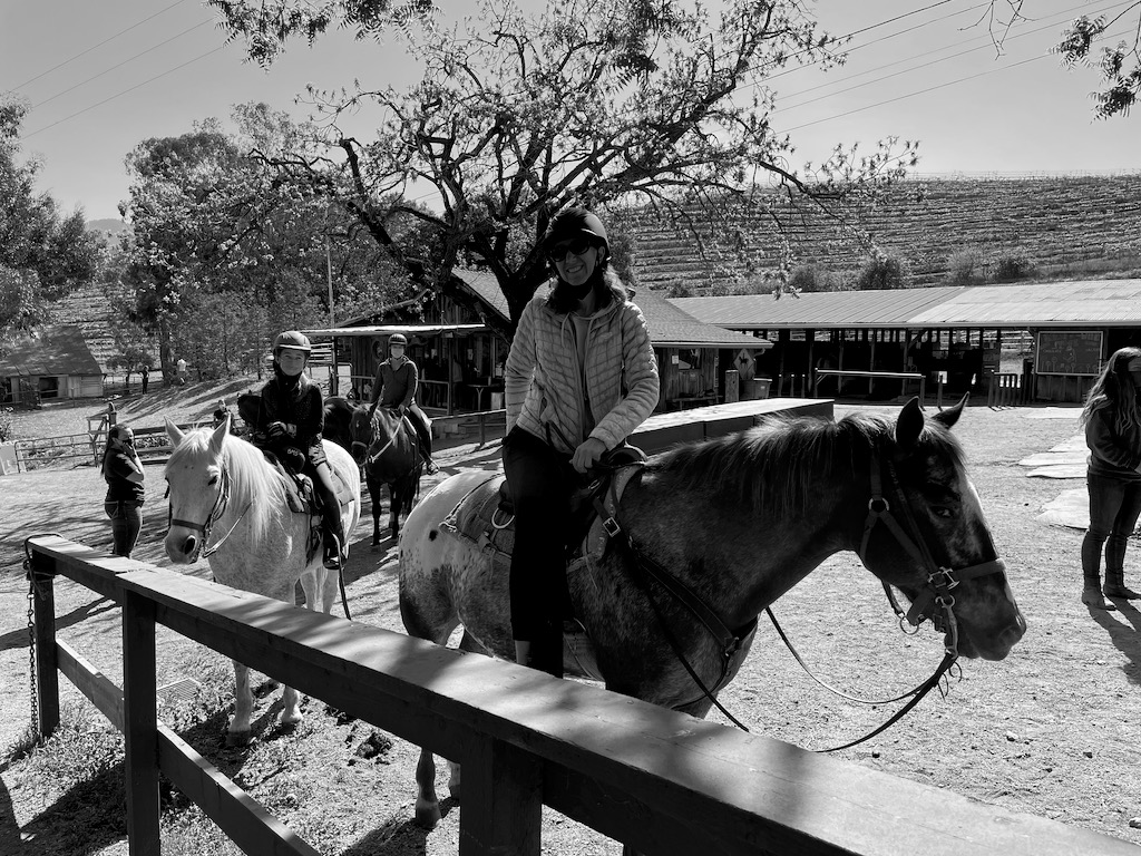 Horseback riding with our cousin and aunt.