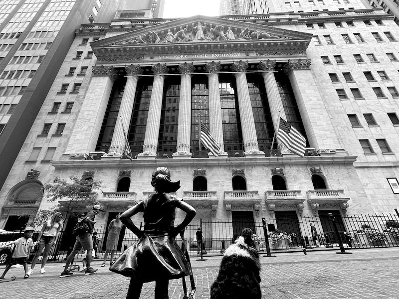 Skutull made buddies with The Fearless Girl at the NY Stock Exchange.