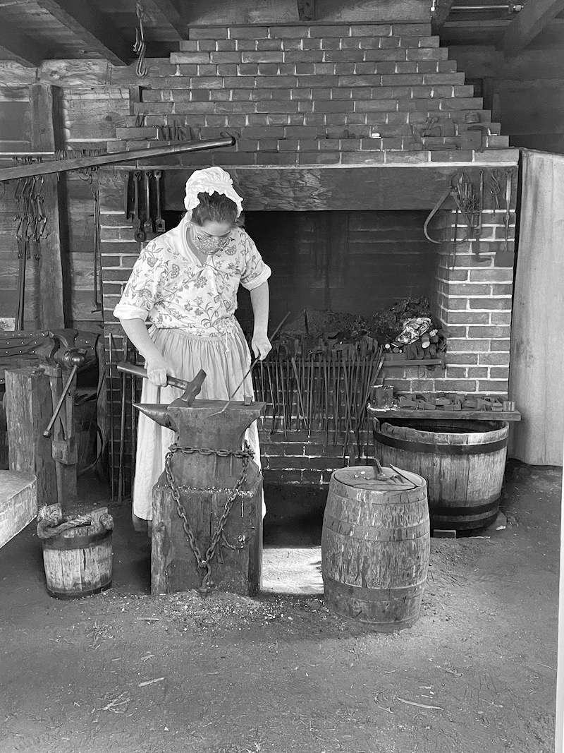 This woman at Mount Vernon was running a real forge and making nails. I've never seen a forge in action, it was pretty cool!